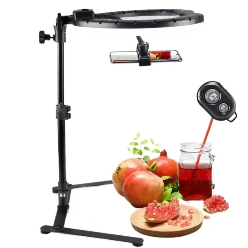 Photography Lighting For Food - Overhead Phone Mount with Ring Light