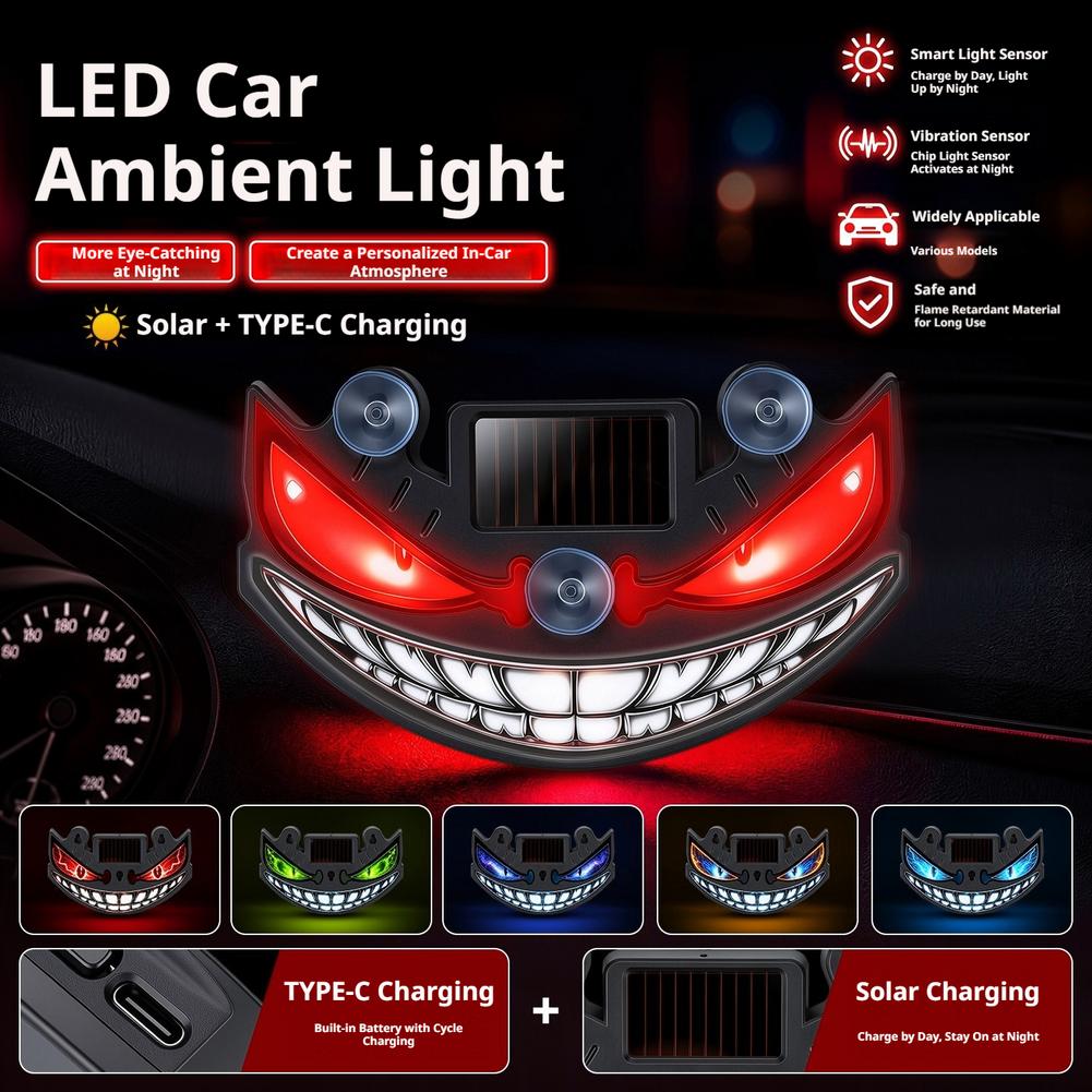Solar Devil Eye Car LED Decor  - đánh giá và giá Interior Photography Lighting