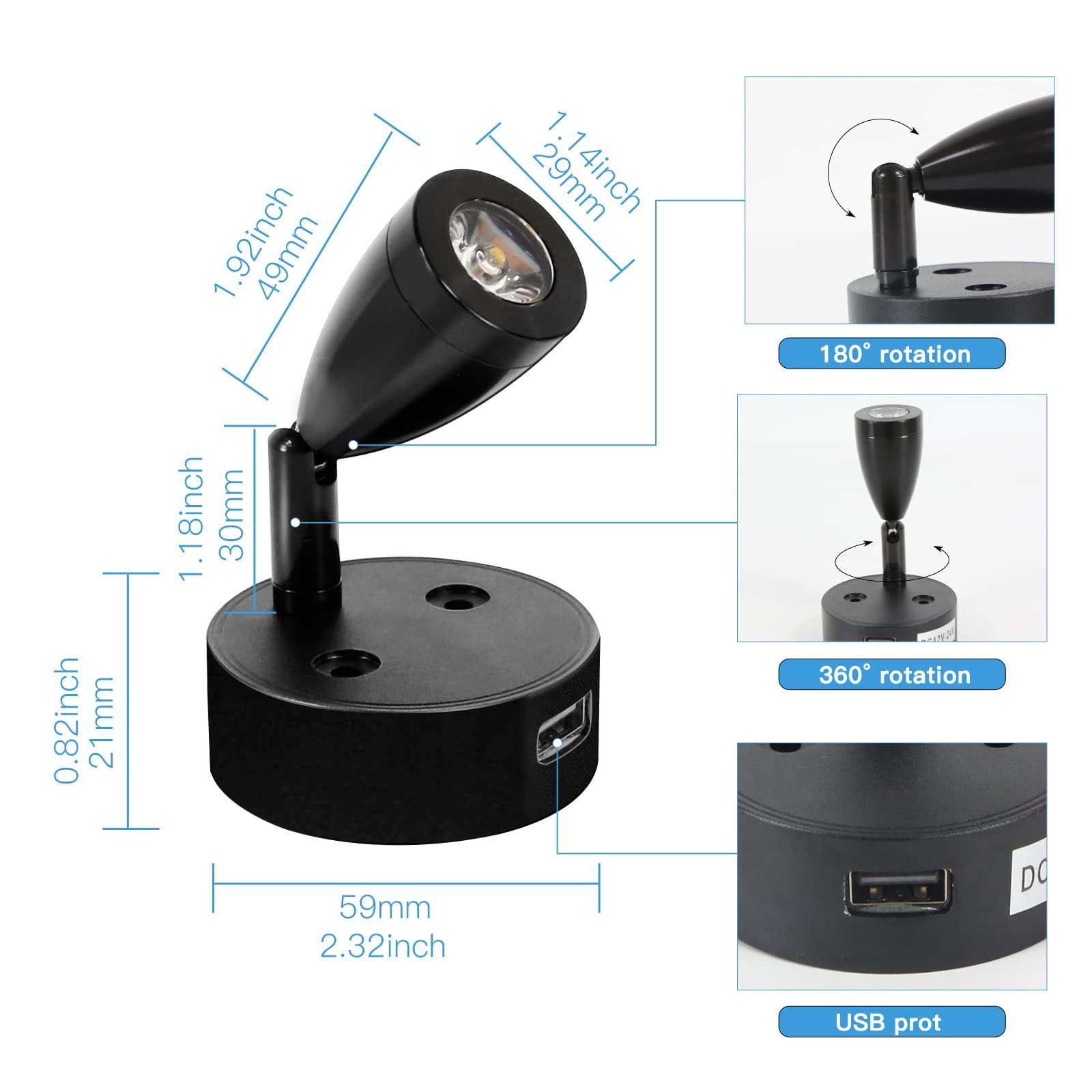 2/1PCS Silver/Black DC 12-24V  - đánh giá và giá Interior Photography Lighting