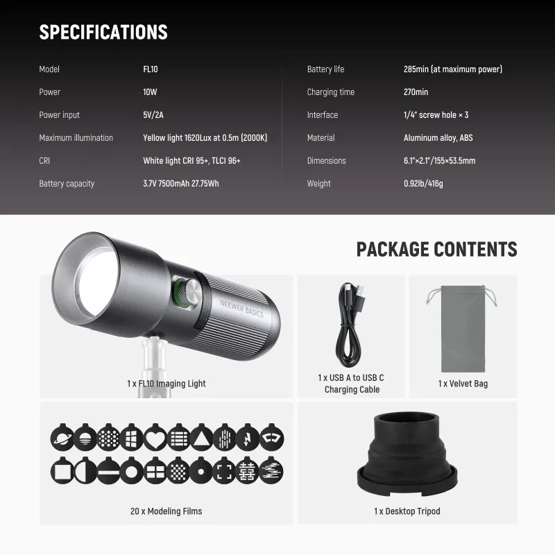 BASICS RGB Photography Flashli - đánh giá và giá Photography Lighting Basics